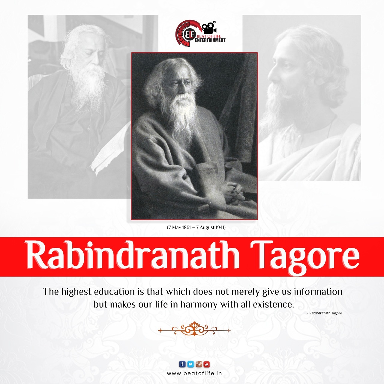 Rabindranath Tagore's Death Anniversary Wishes